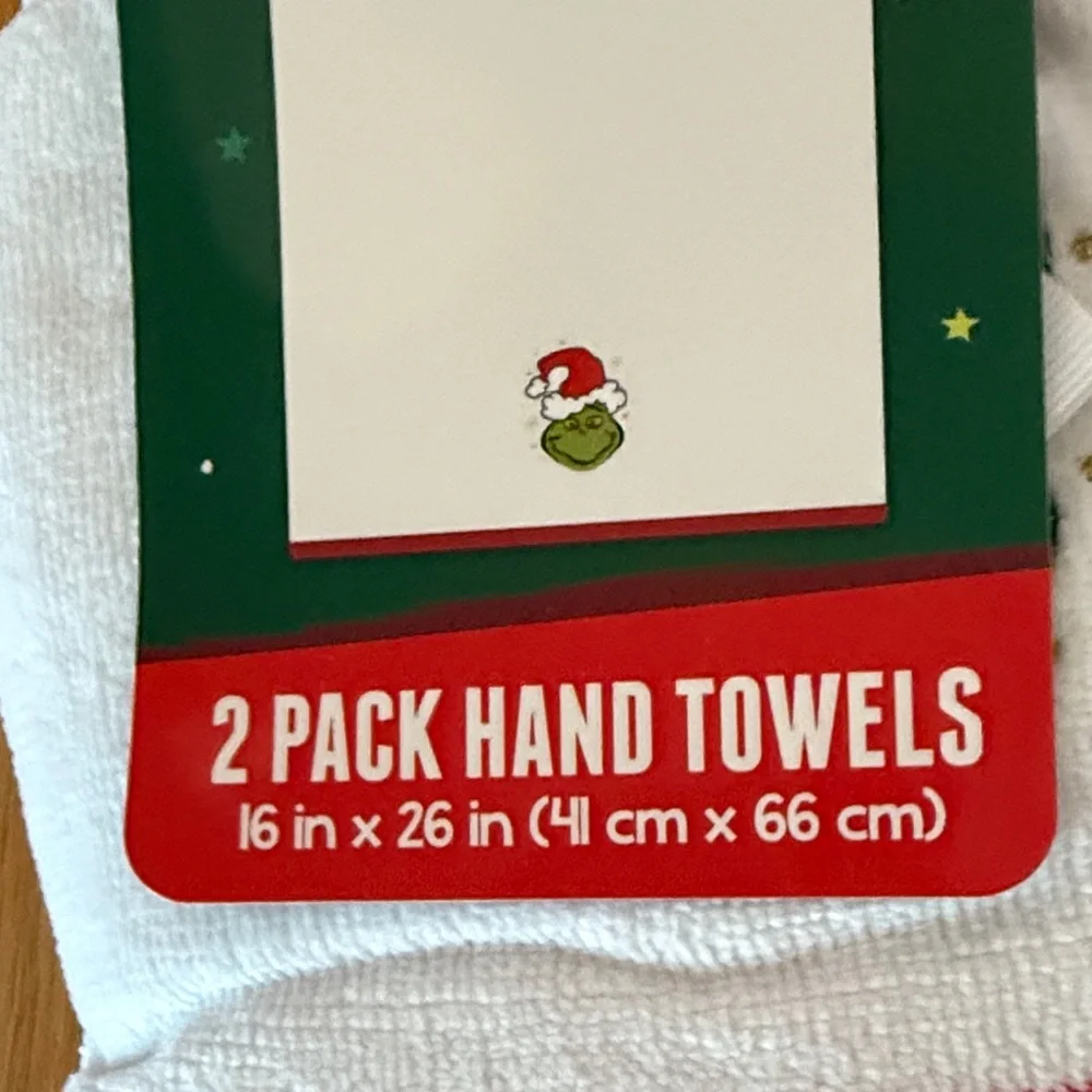 White Hand Towel with Grinch Design